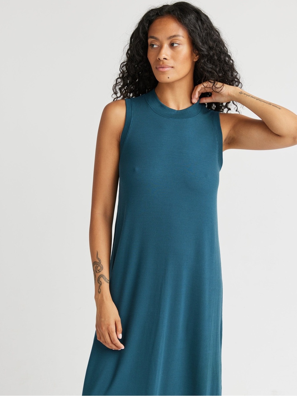Richer Poorer Size XS Vintage Rib Midi Dress - Blue Spruce